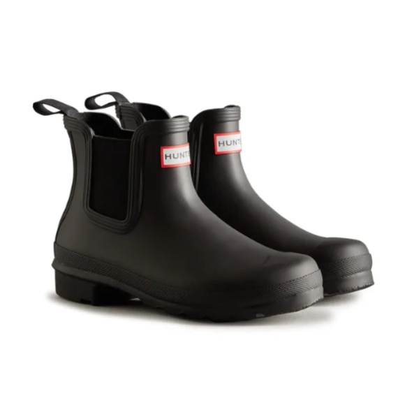 NWT Hunter Women's Original Chelsea Rain Boots Black Minimalist Commando Size 8 - Picture 1 of 12